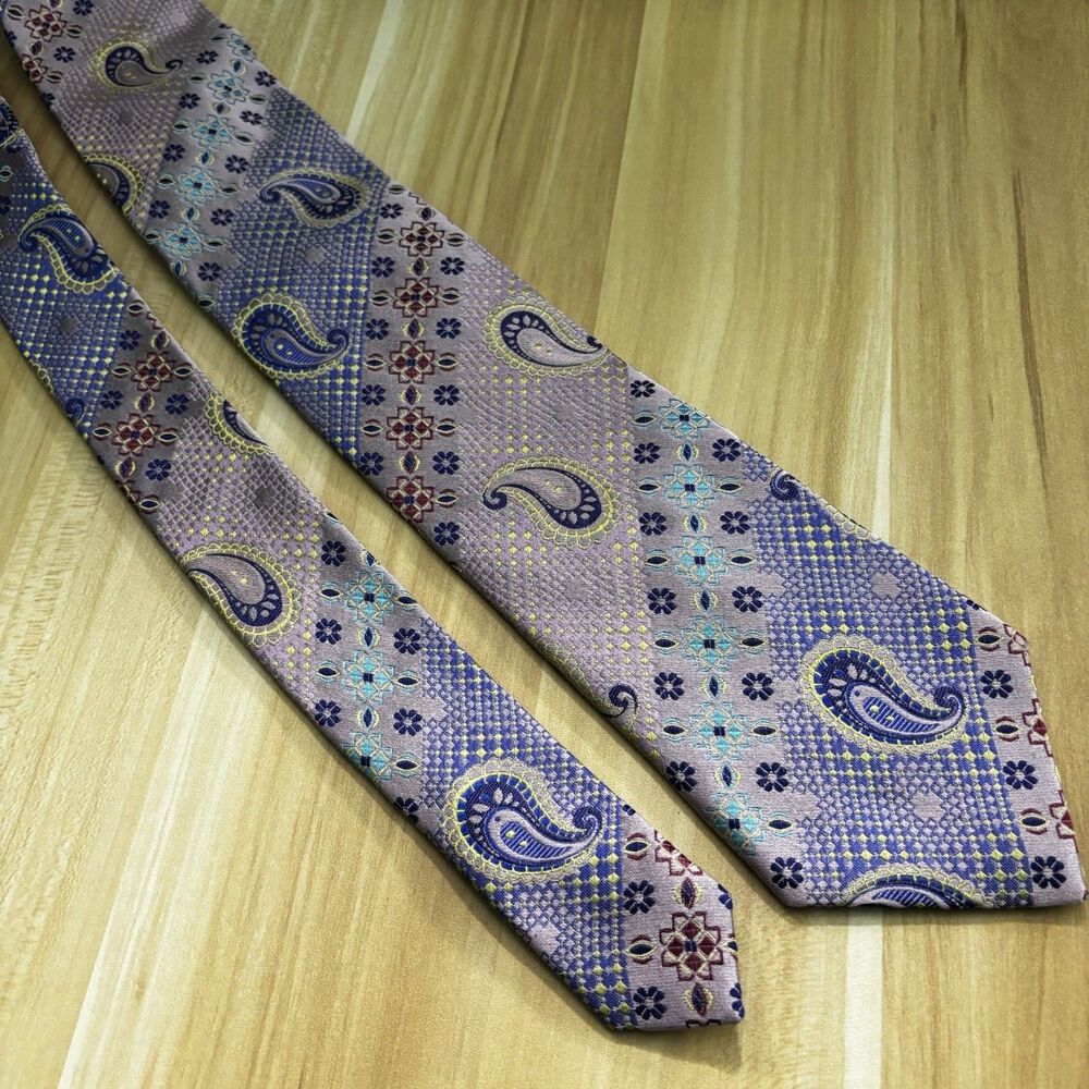 Bruno Marchesi Paisley Silk Necktie Tie Men's Multicolor Work Wedding Dad Gift - Picture 2 of 6